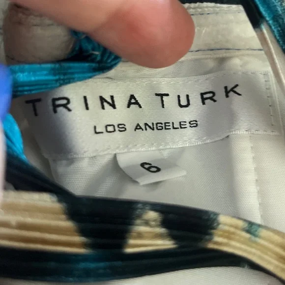 Trina Turk Blue and Brown Patterned Mini Dress - Picture 2 of 10